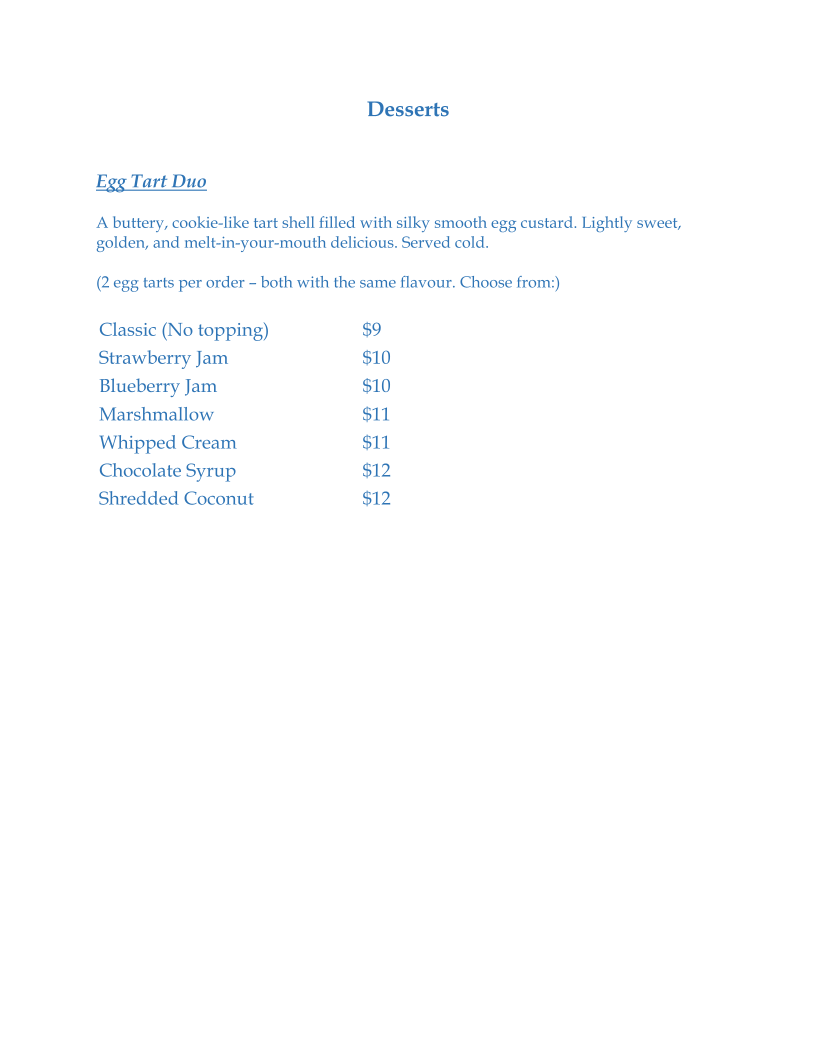 Menu, Mimimi
