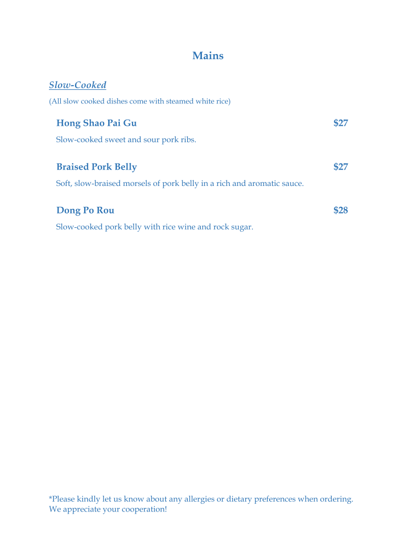 Menu, Mimimi
