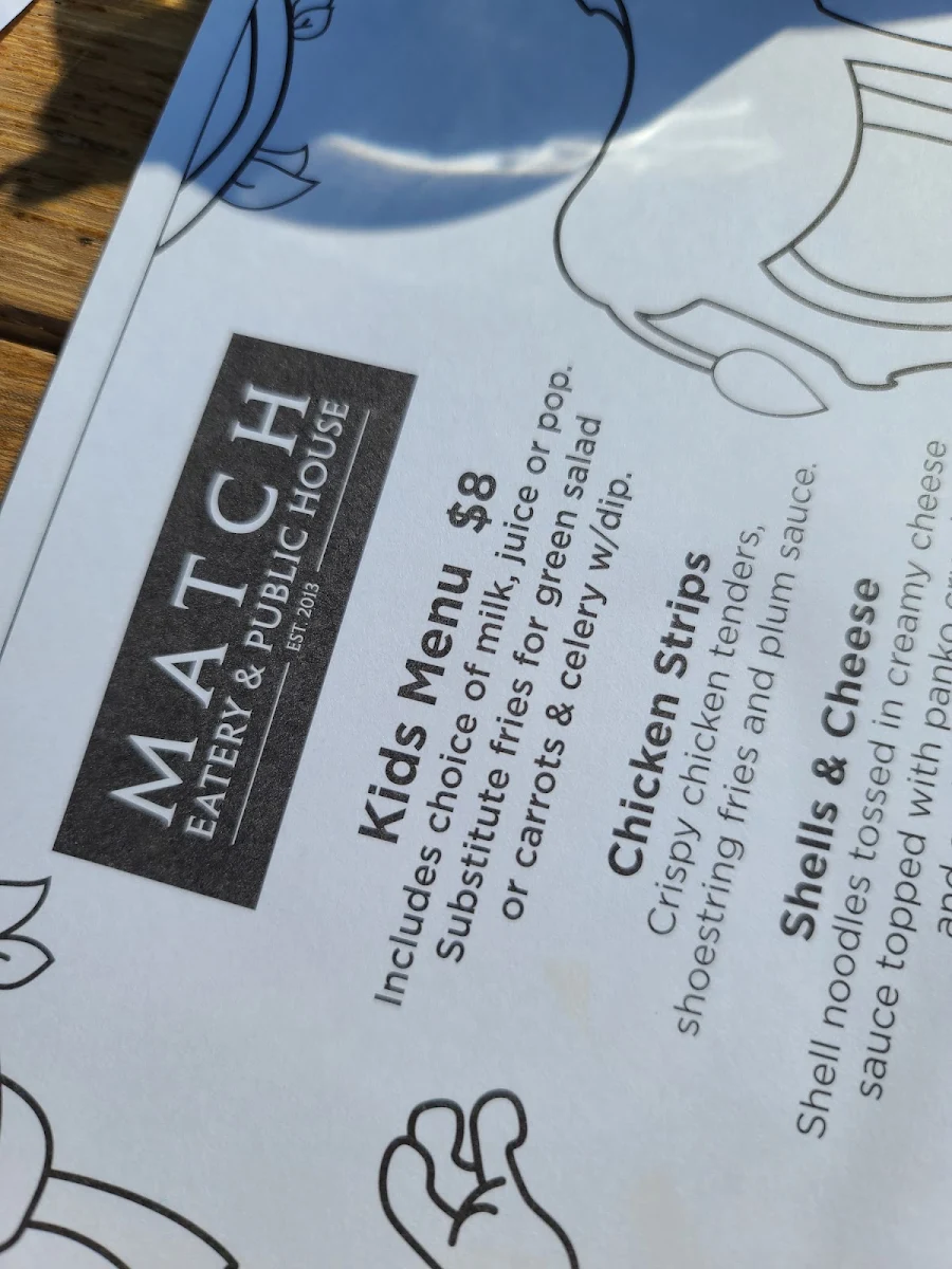 Menu, Match Eatery & Public House - Point Edward