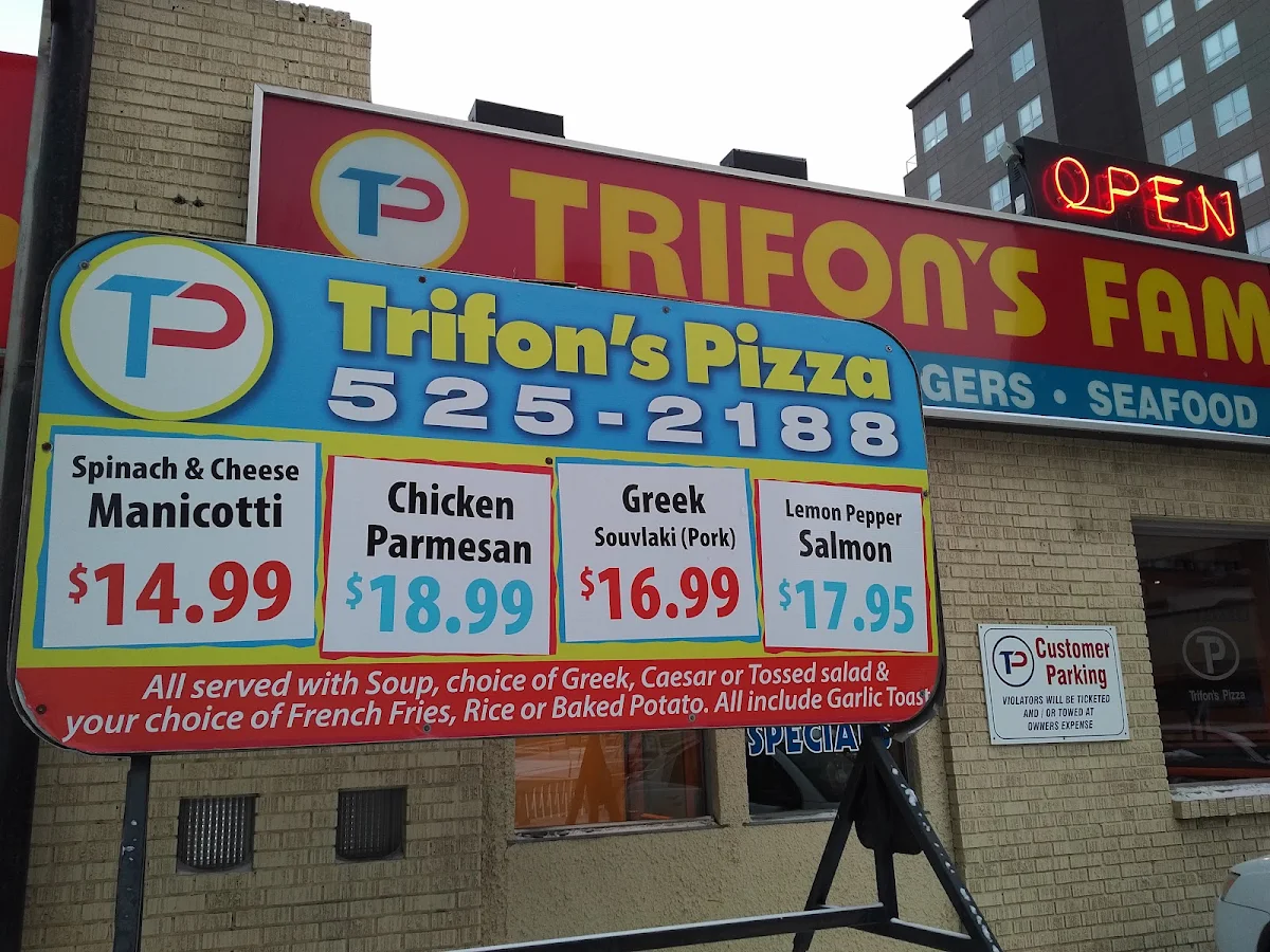 Menu, Trifon's Pizza & Spaghetti House