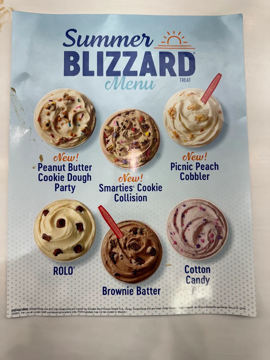 Menu, Dairy Queen Grill & Chill