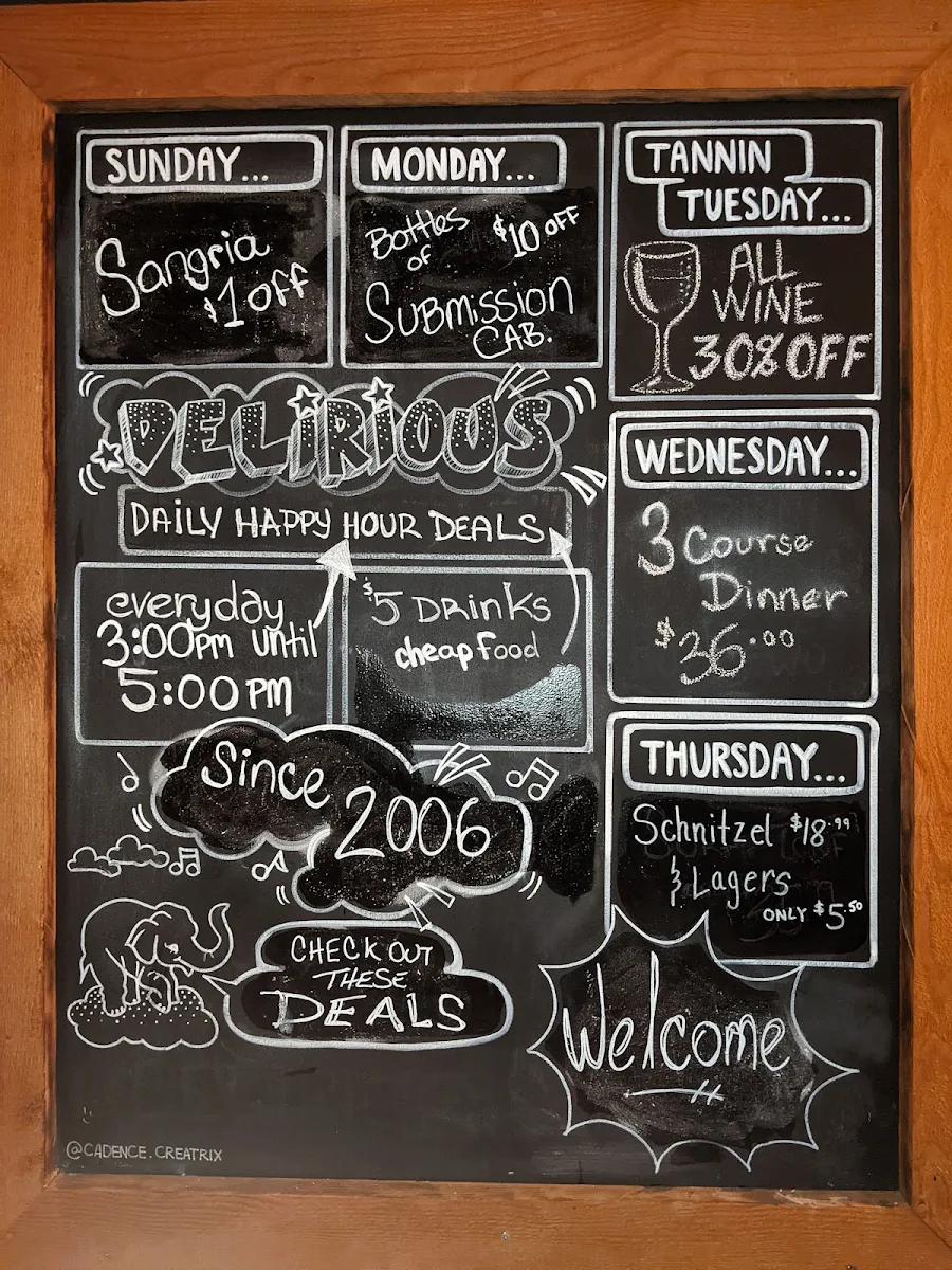 Menu, Vault Restaurant