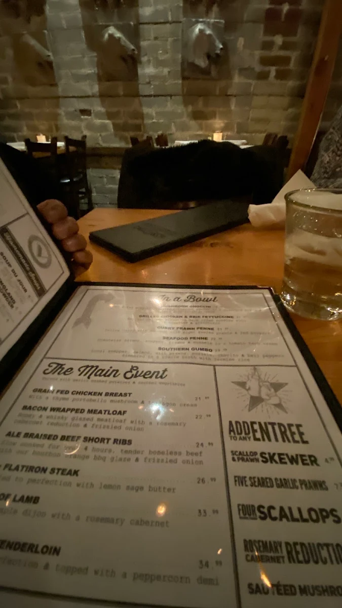 Menu, Vault Restaurant