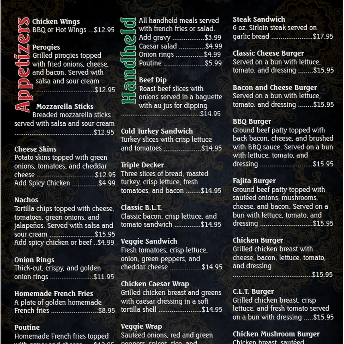 Menu, Ambrosia Family Restaurant