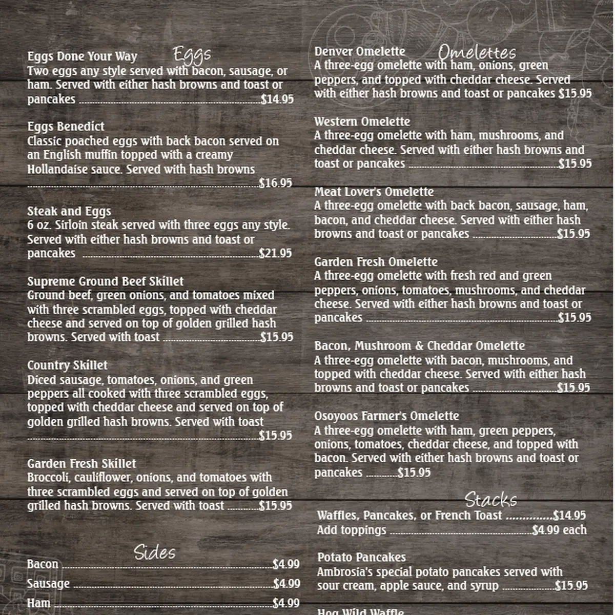 Menu, Ambrosia Family Restaurant