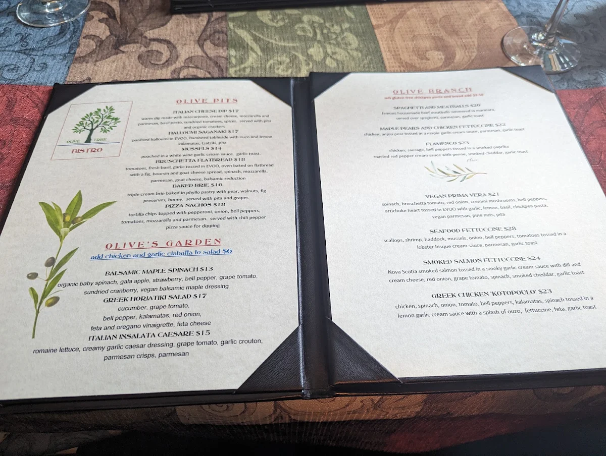 Menu, The Olive Tree
