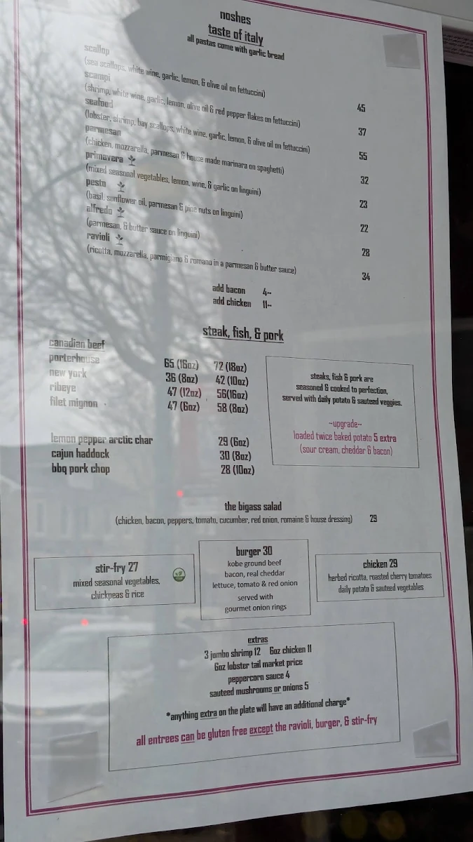 Menu, The Noshery