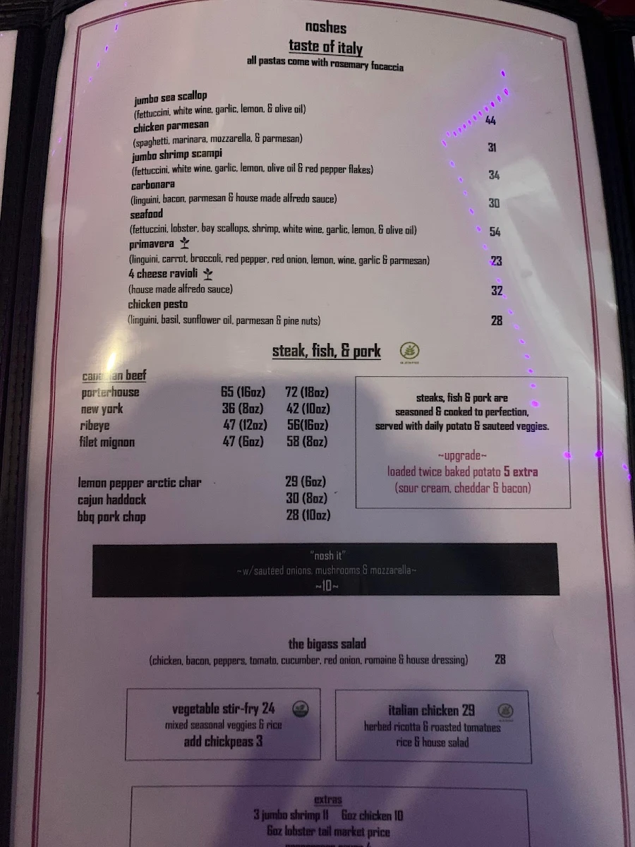 Menu, The Noshery