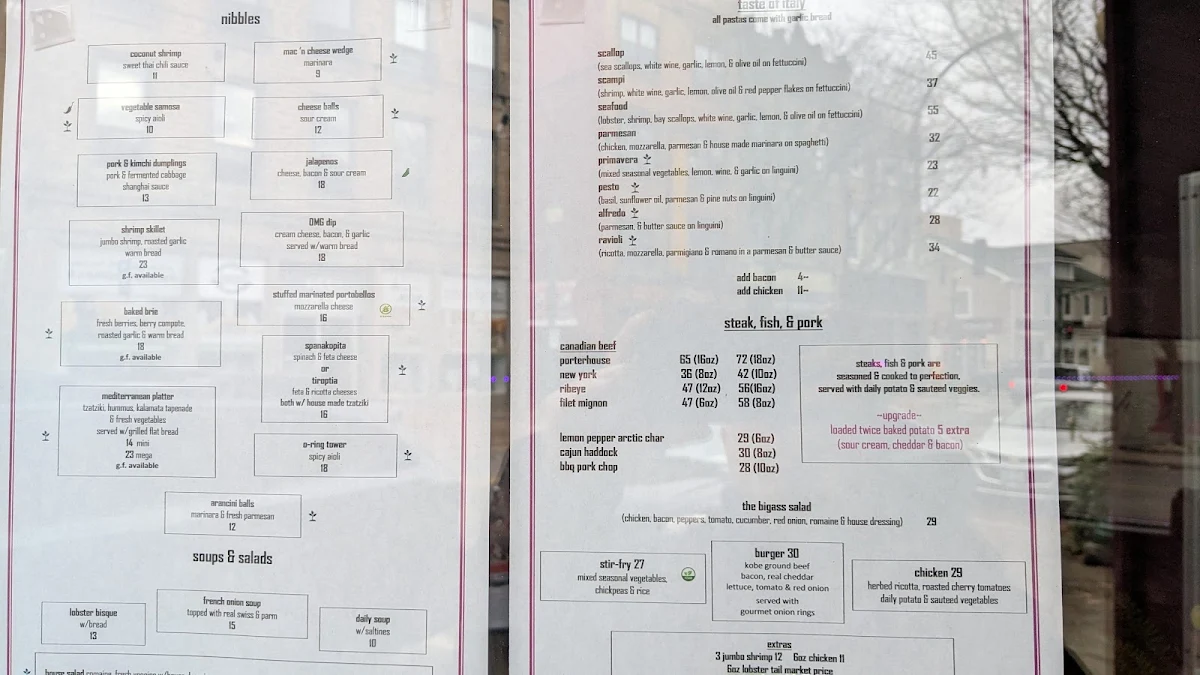 Menu, The Noshery