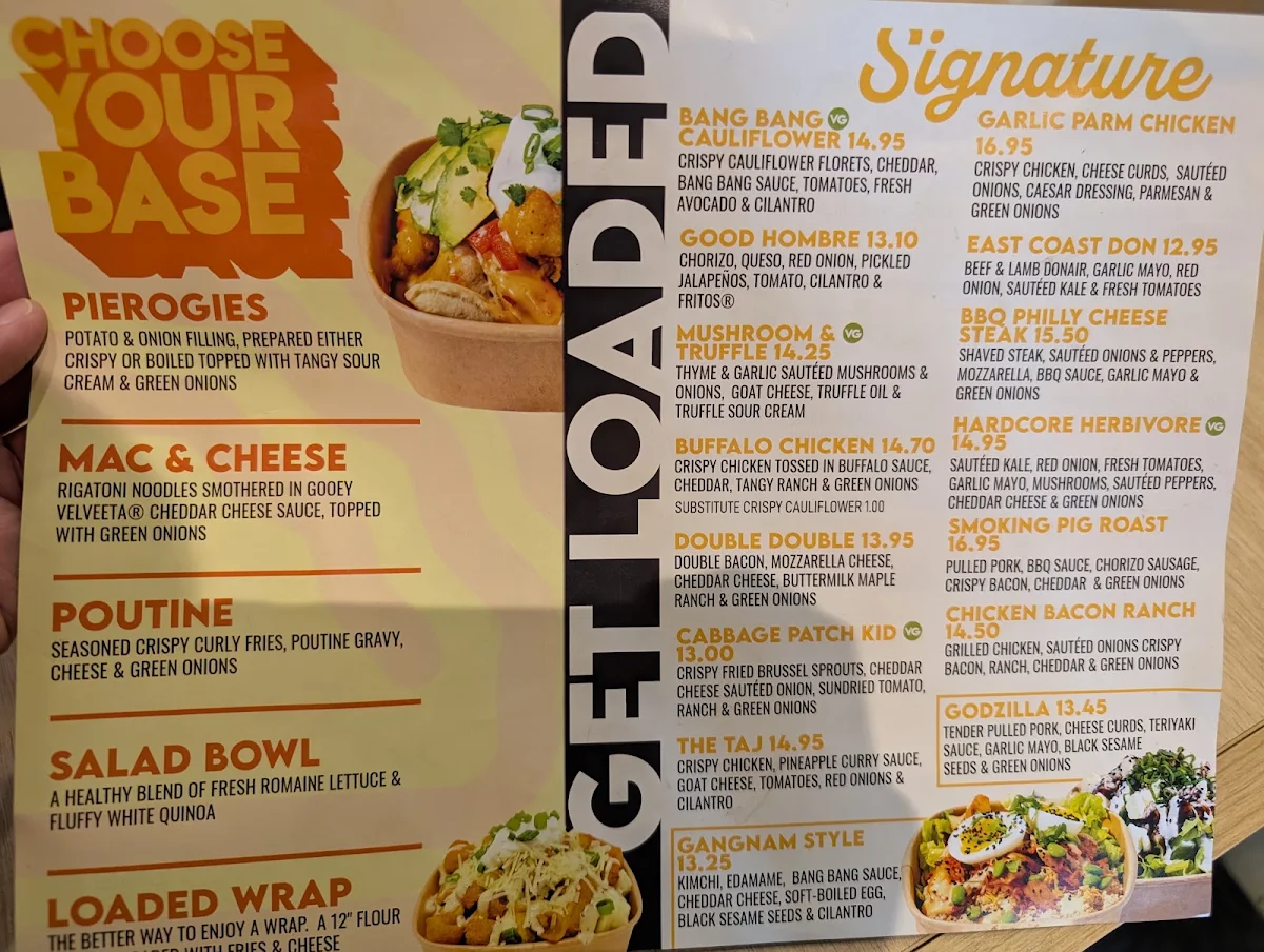 Menu, Loaded Pierogi