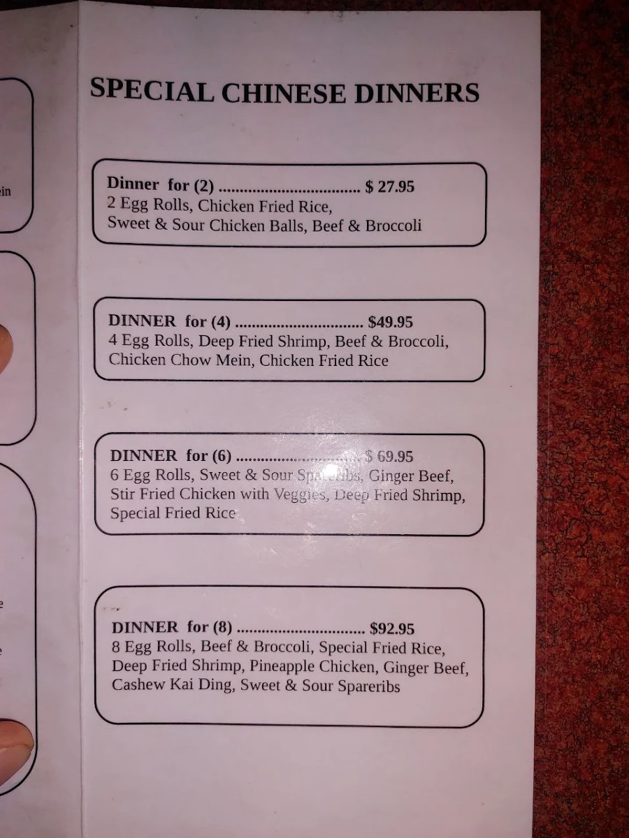 Menu, Peking Cafe