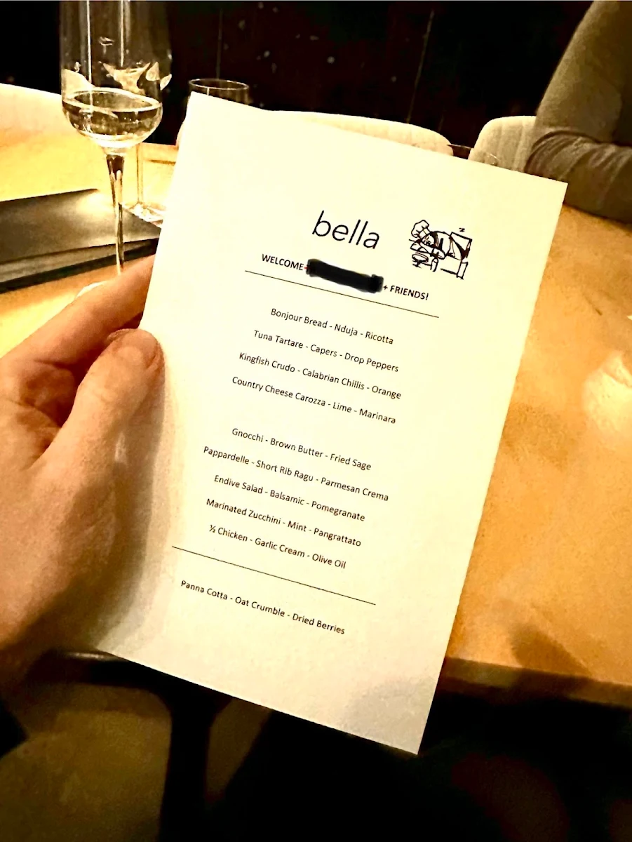 Menu, bella