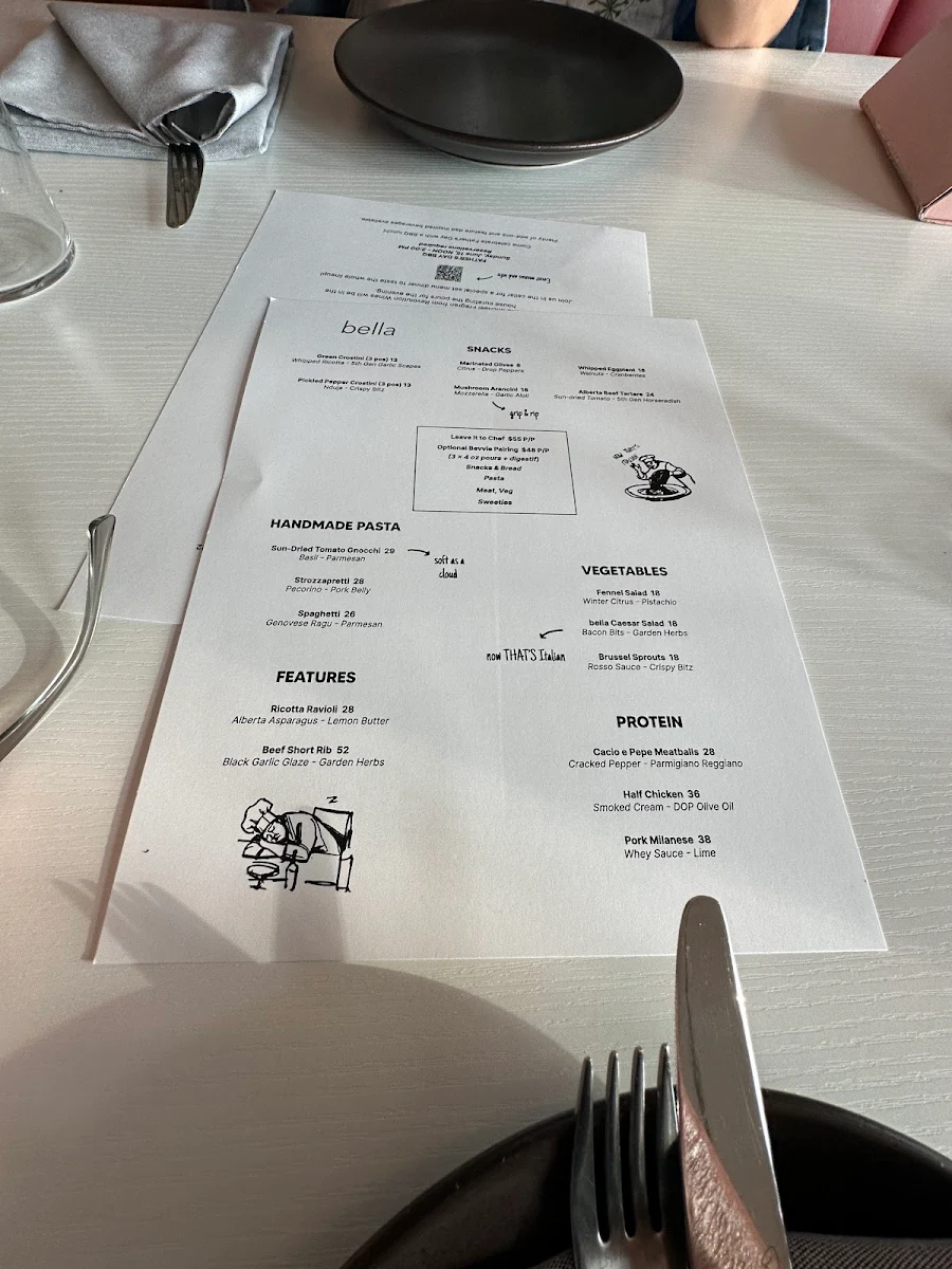 Menu, bella