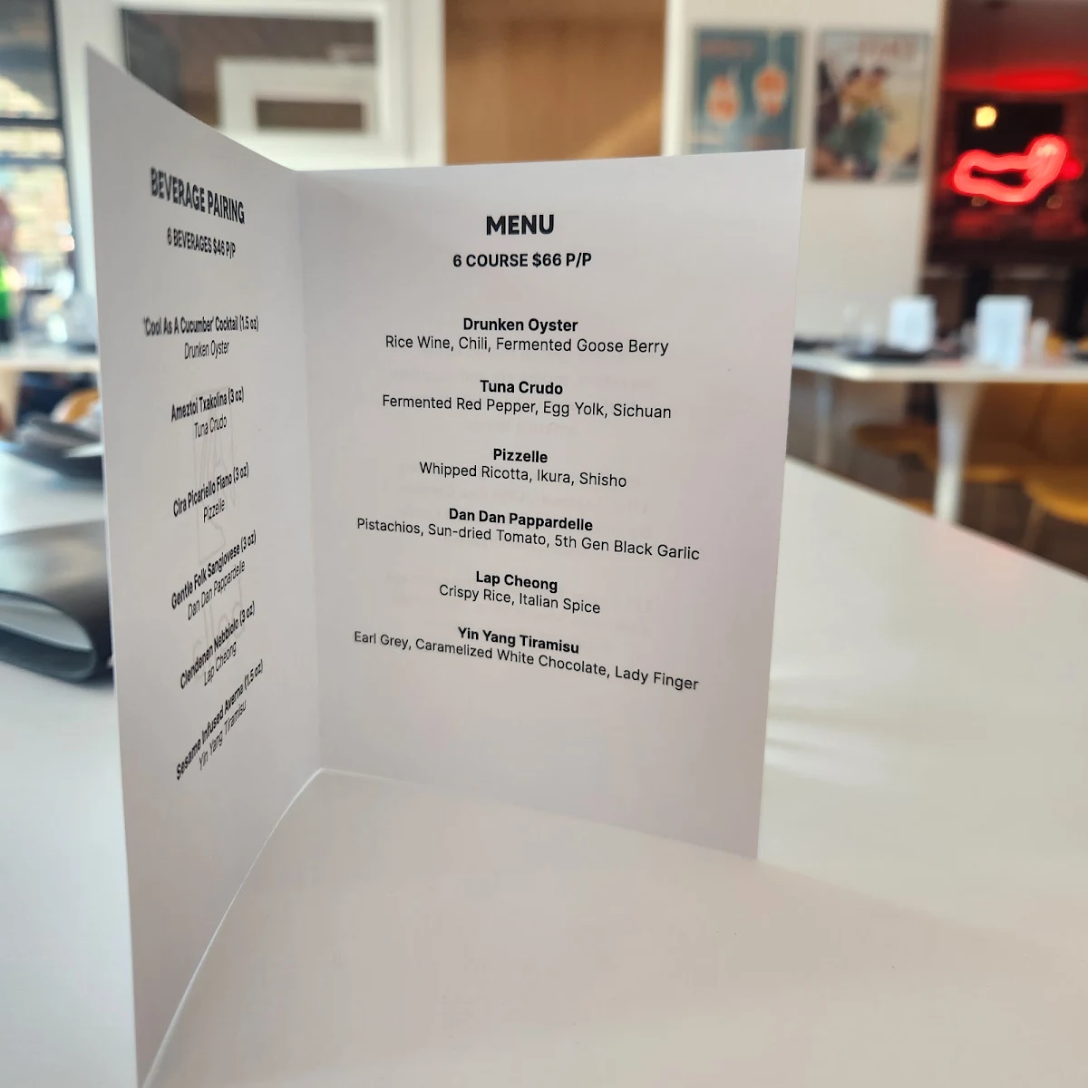Menu, bella
