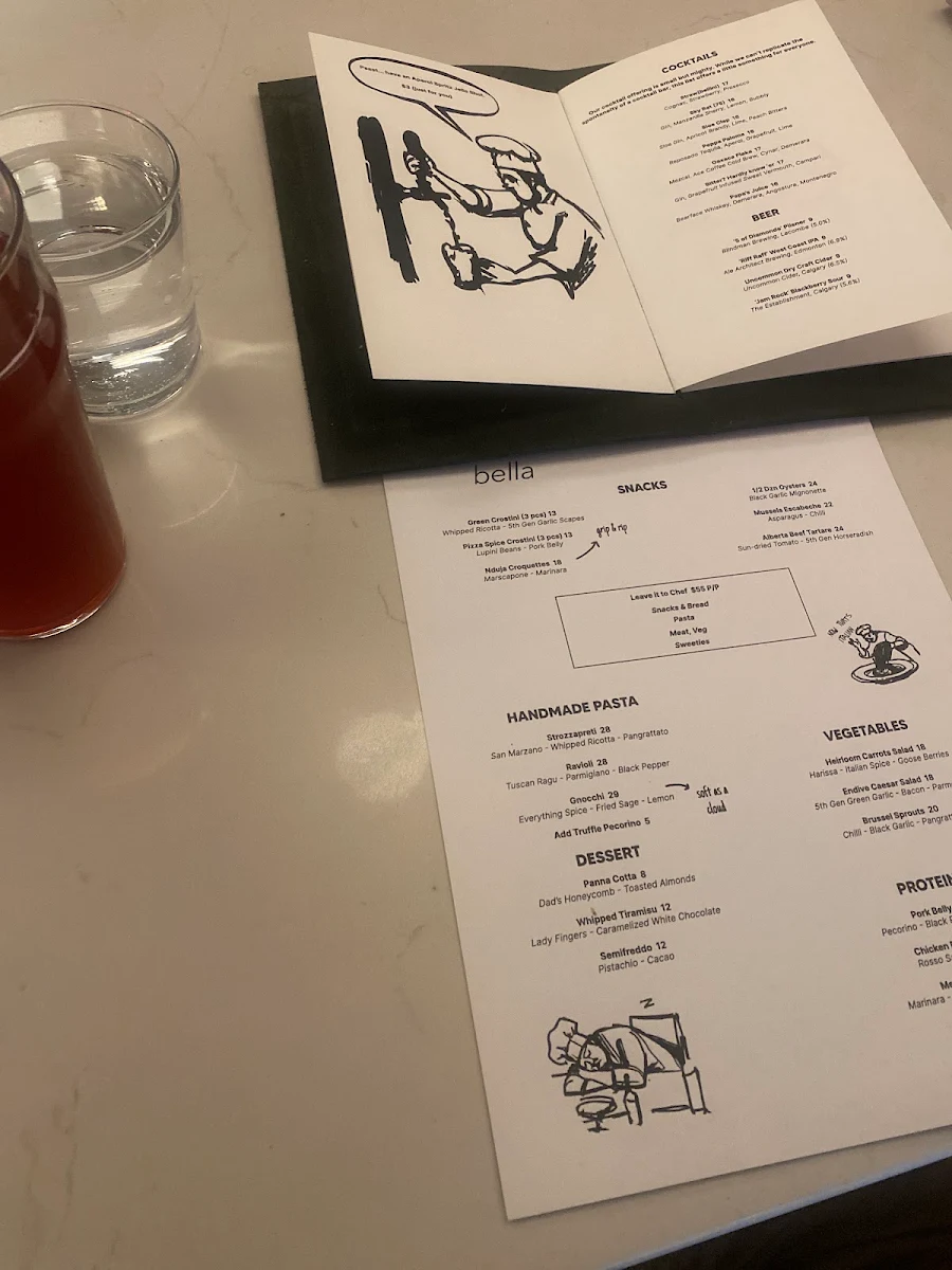 Menu, bella