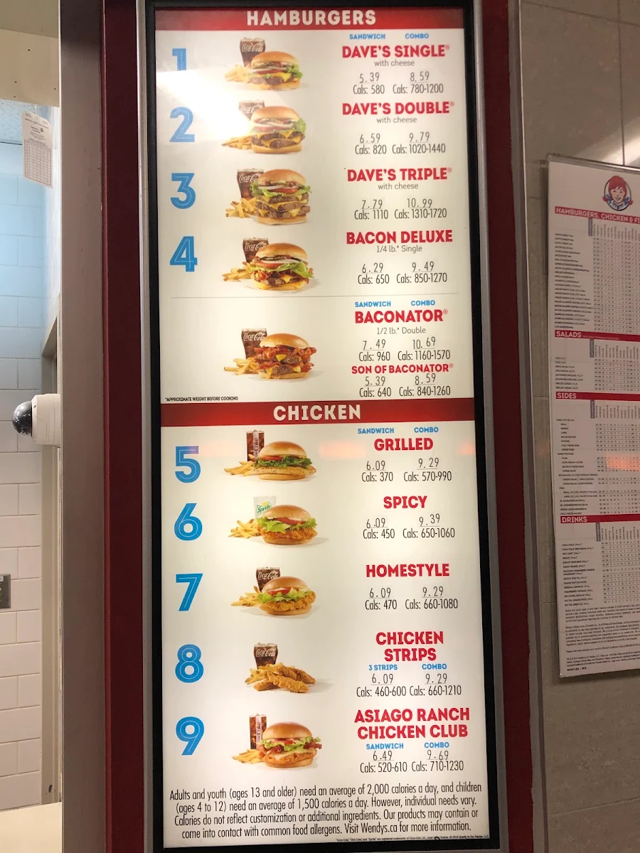 Menu, Wendy's