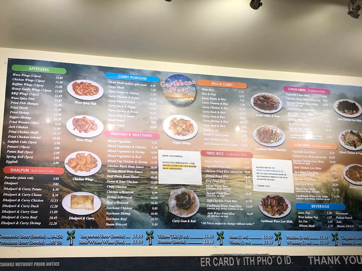 Menu, Caribbean Wave