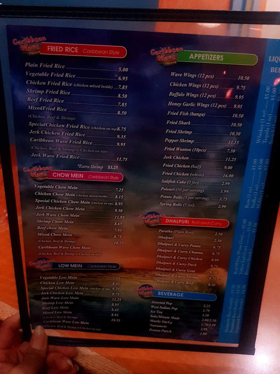 Menu, Caribbean Wave