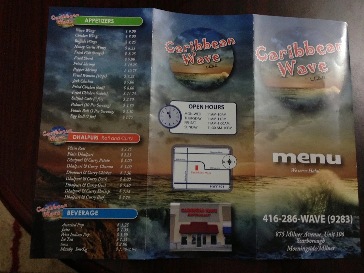 Menu, Caribbean Wave
