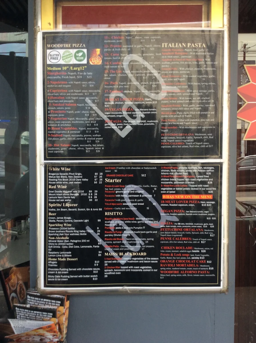 Menu, La Q Woodfire Pizza & Italian Restaurant (BYO)