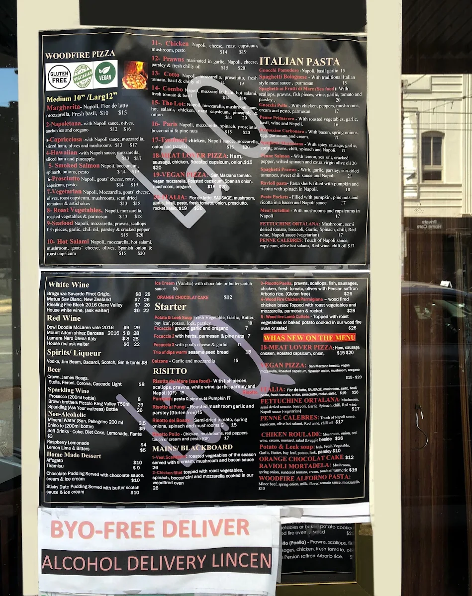 Menu, La Q Woodfire Pizza & Italian Restaurant (BYO)