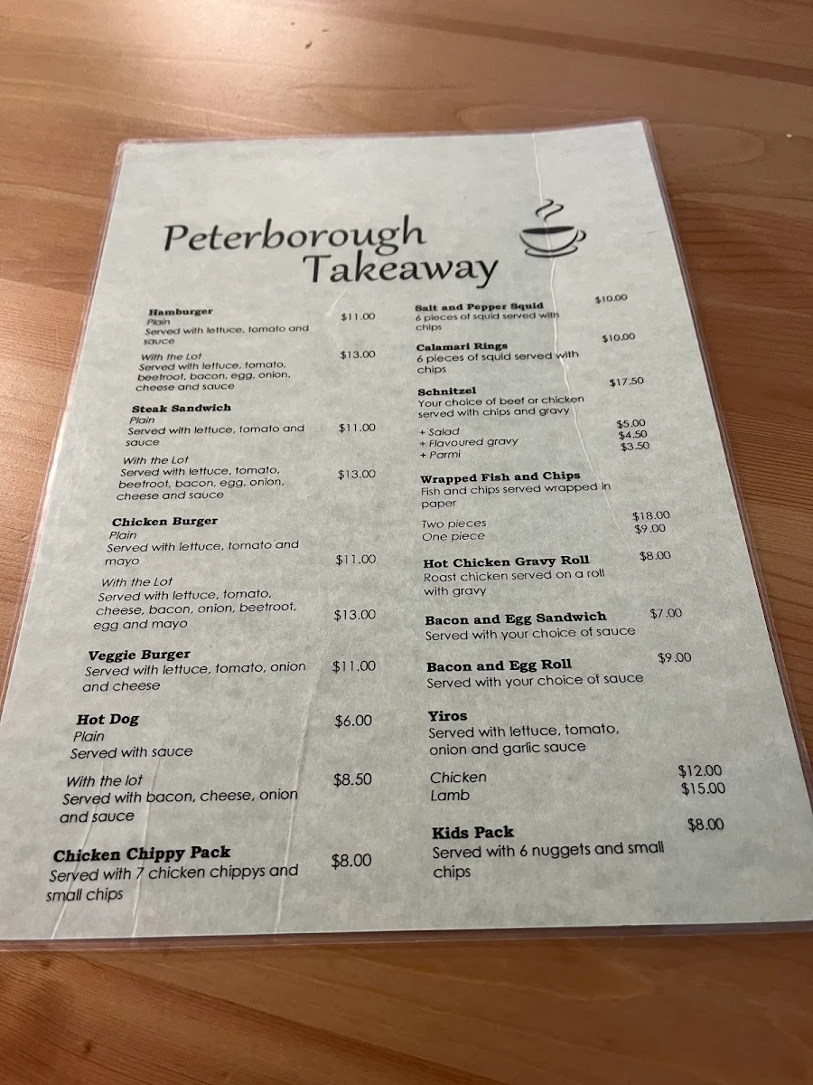 Menu, Peterborough Takeaway