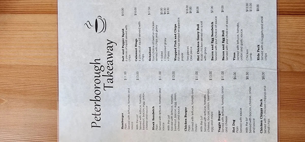 Menu, Peterborough Takeaway