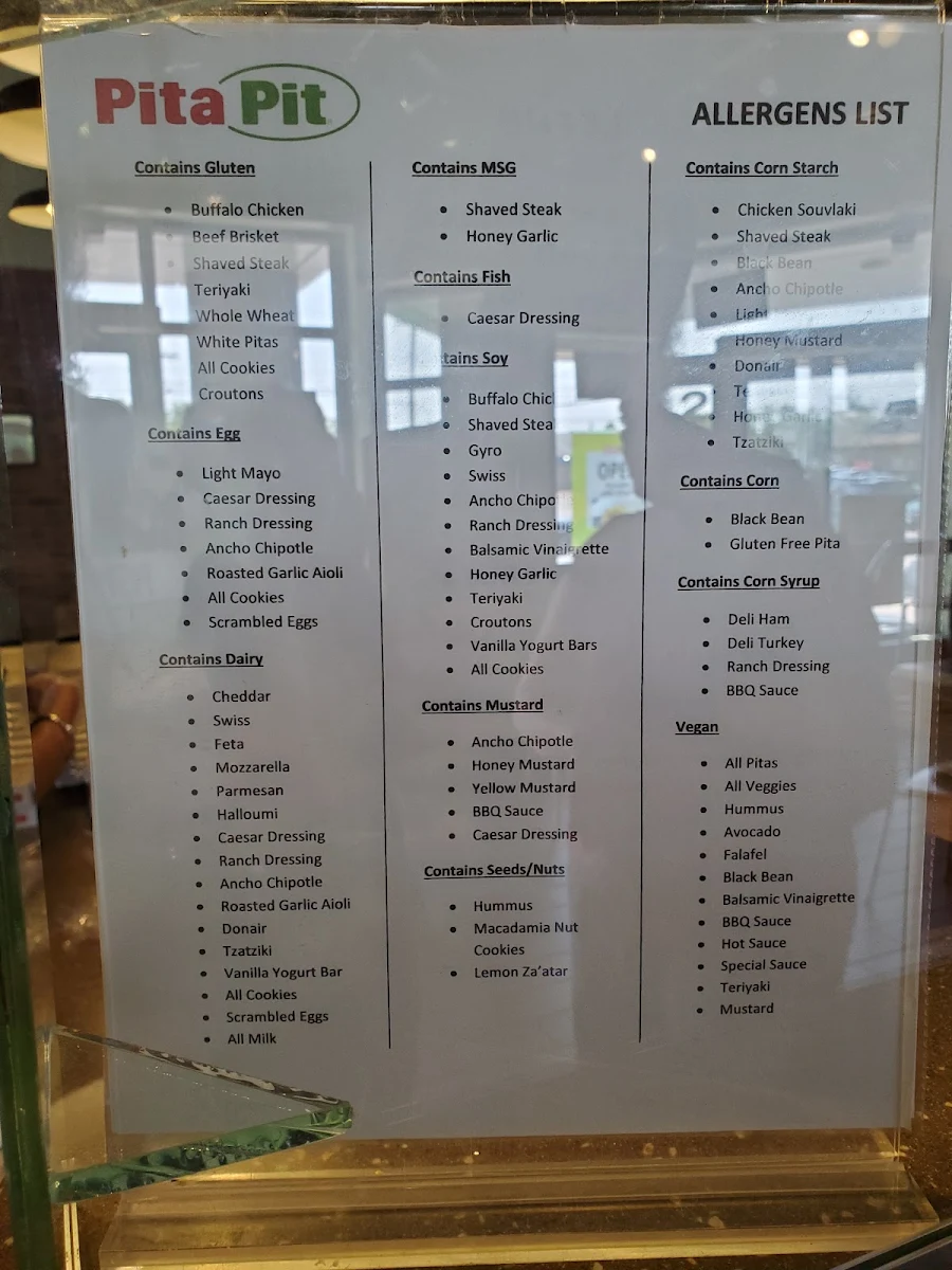 Menu, Pita Pit