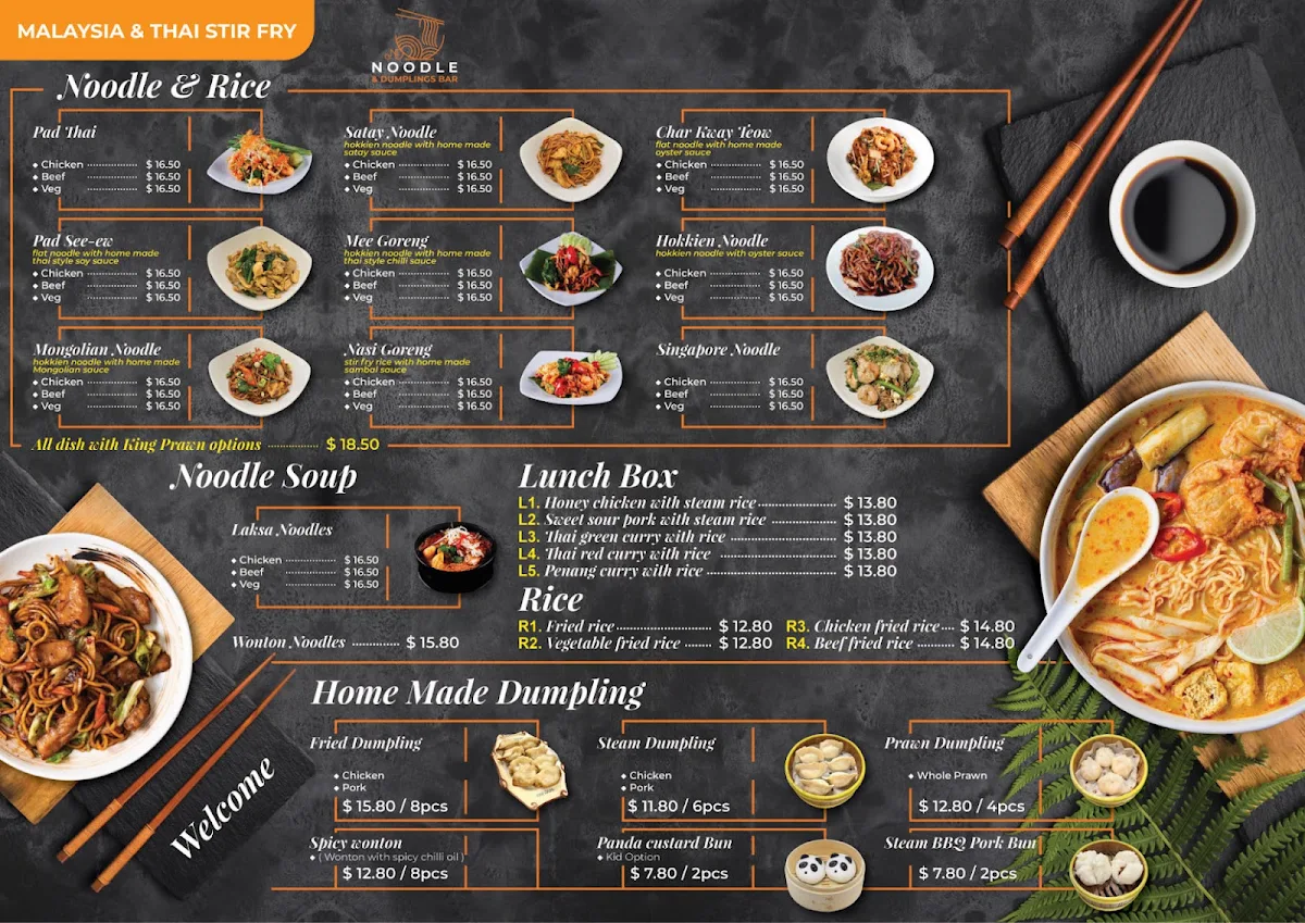 Menu, N&D Noodle and Dumpling Bar
