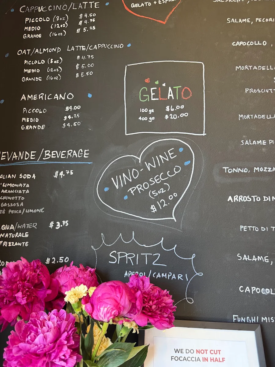 Menu, Che Roba! Focaccia Bar