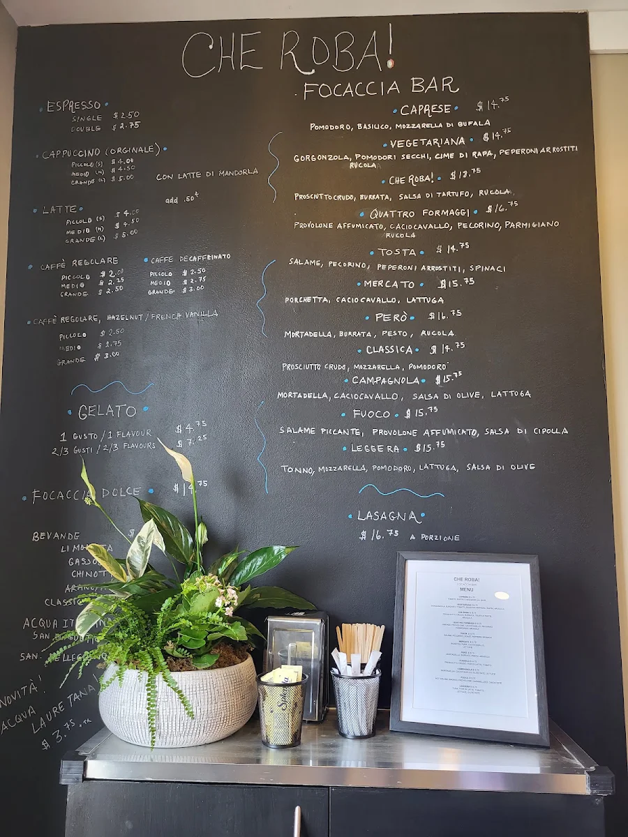Menu, Che Roba! Focaccia Bar