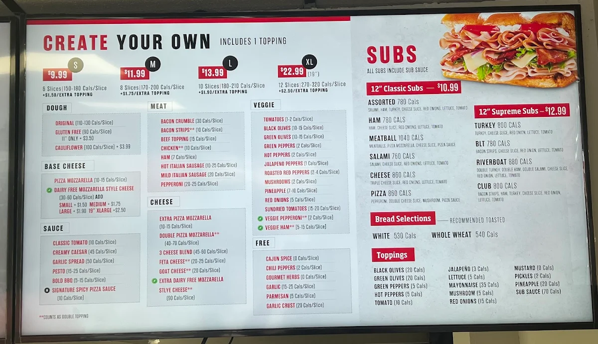 Menu, New Orleans Pizza