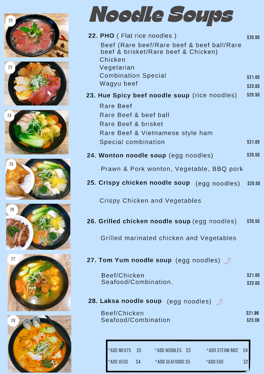 Menu, Blue Lotus Restaurant & Cafe Vietnamese Cuisine