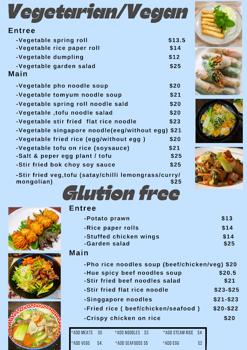 Menu, Blue Lotus Restaurant & Cafe Vietnamese Cuisine