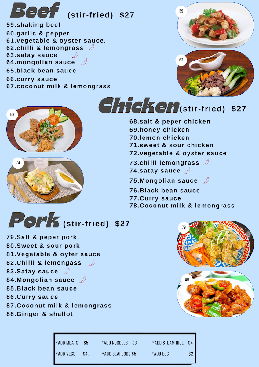 Menu, Blue Lotus Restaurant & Cafe Vietnamese Cuisine