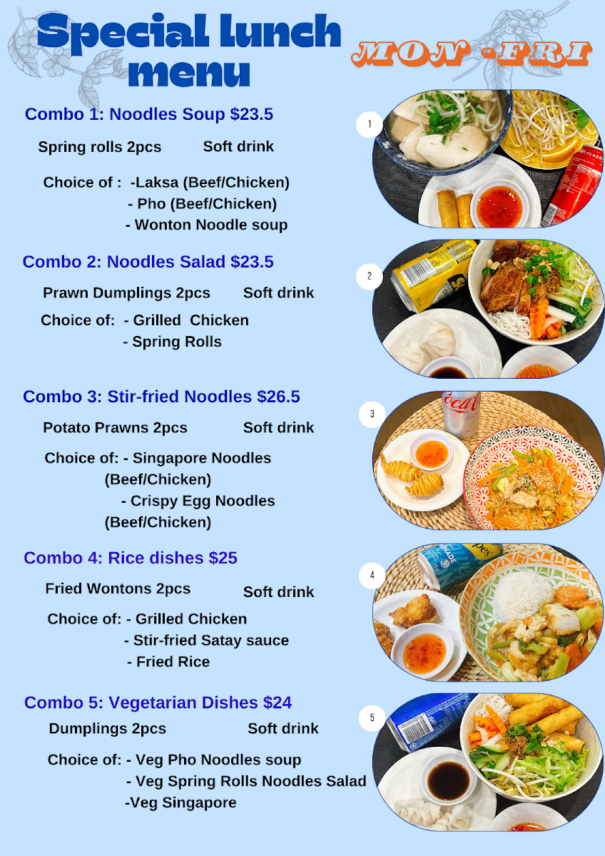Menu, Blue Lotus Restaurant & Cafe Vietnamese Cuisine