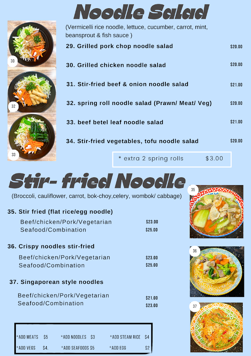 Menu, Blue Lotus Restaurant & Cafe Vietnamese Cuisine