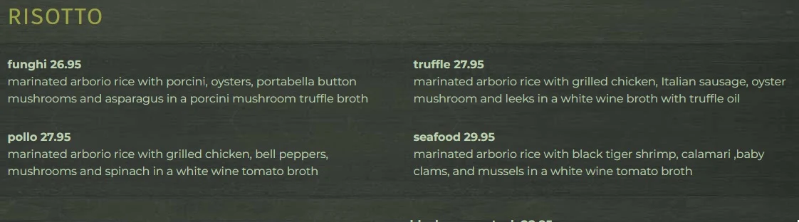 Menu, Valens Restaurant Inc