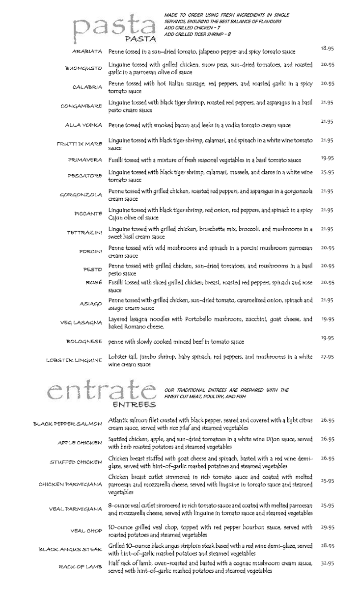 Menu, Valens Restaurant Inc