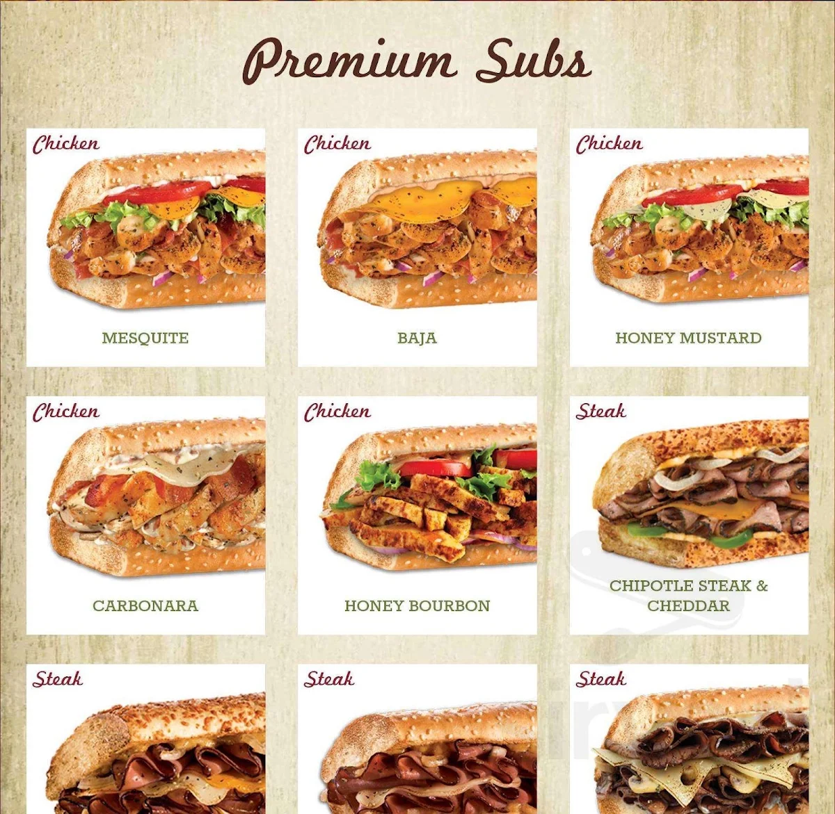Menu, Quiznos