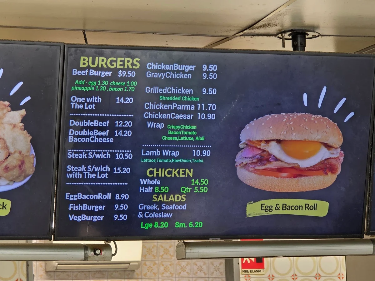 Menu, Blackheath Fish and Chip Shop