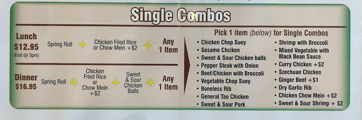 Menu, China House