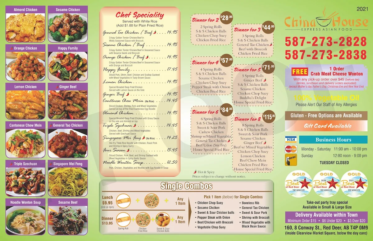 Menu, China House