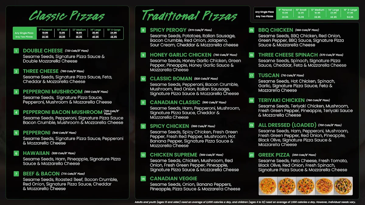 Menu, Red Swan Pizza - Tsawwassen Delta