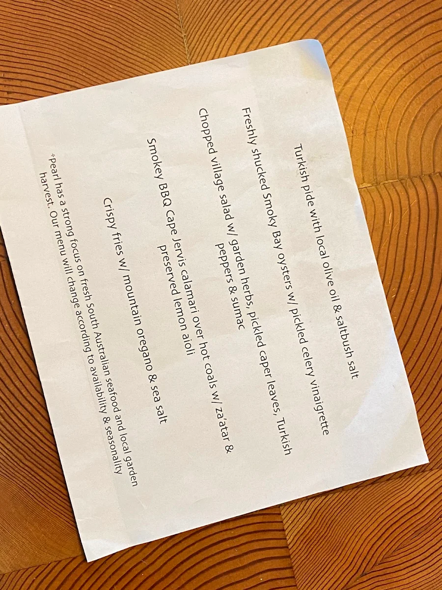Menu, Pearl