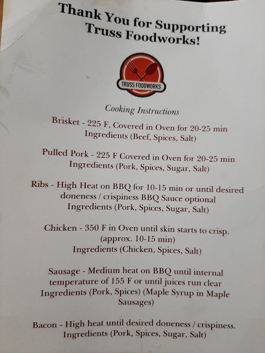 Menu, Boshkung Smokehouse