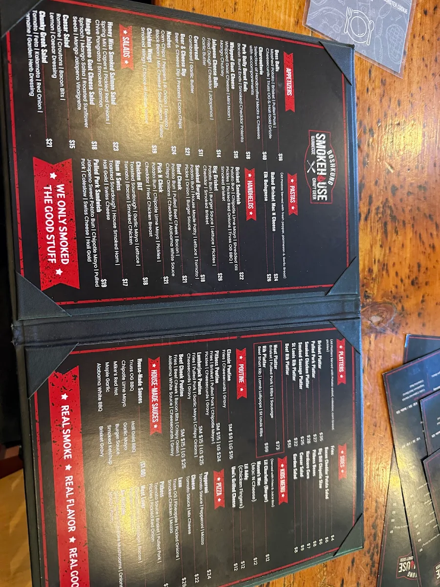 Menu, Boshkung Smokehouse