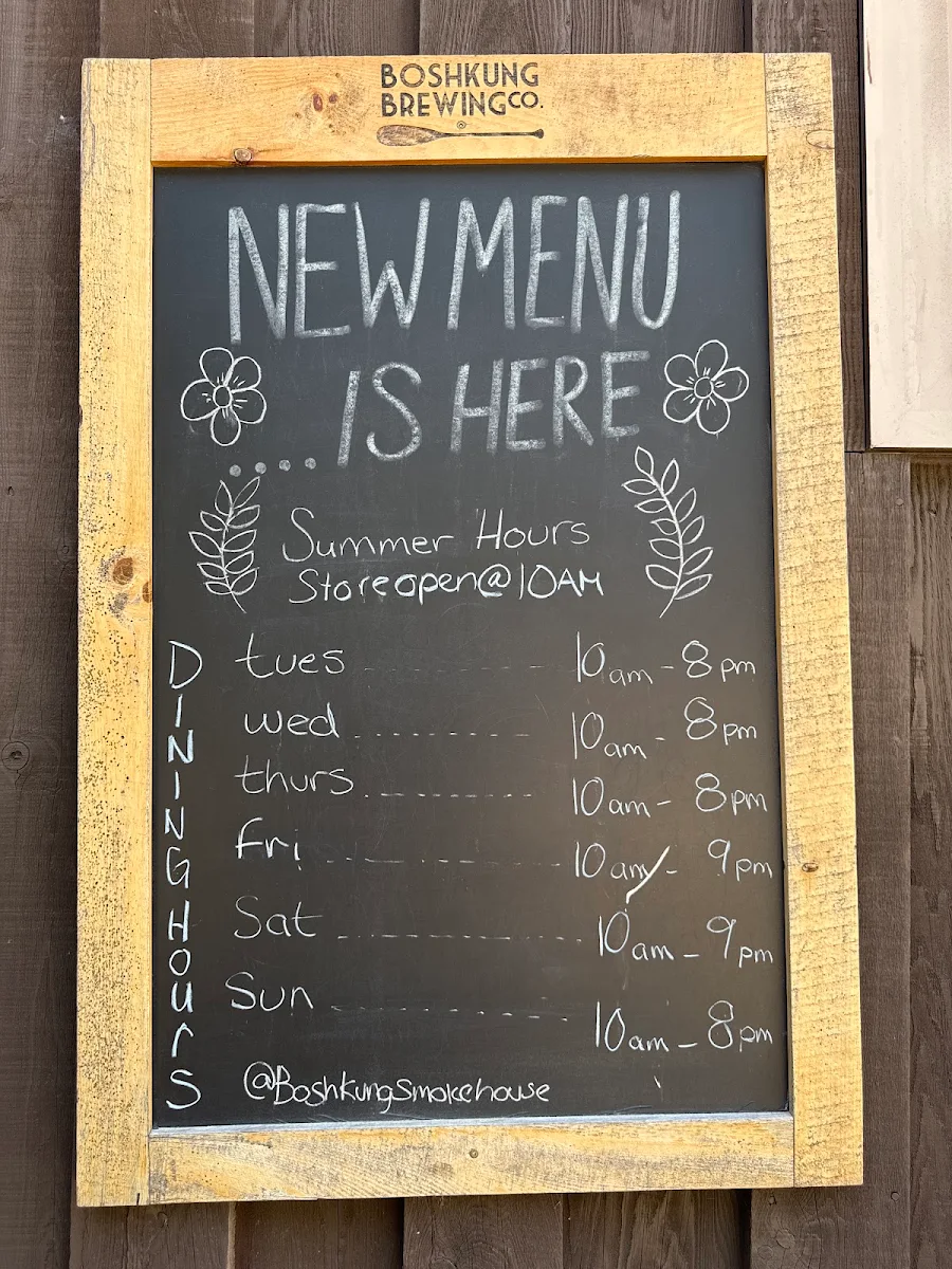 Menu, Boshkung Smokehouse