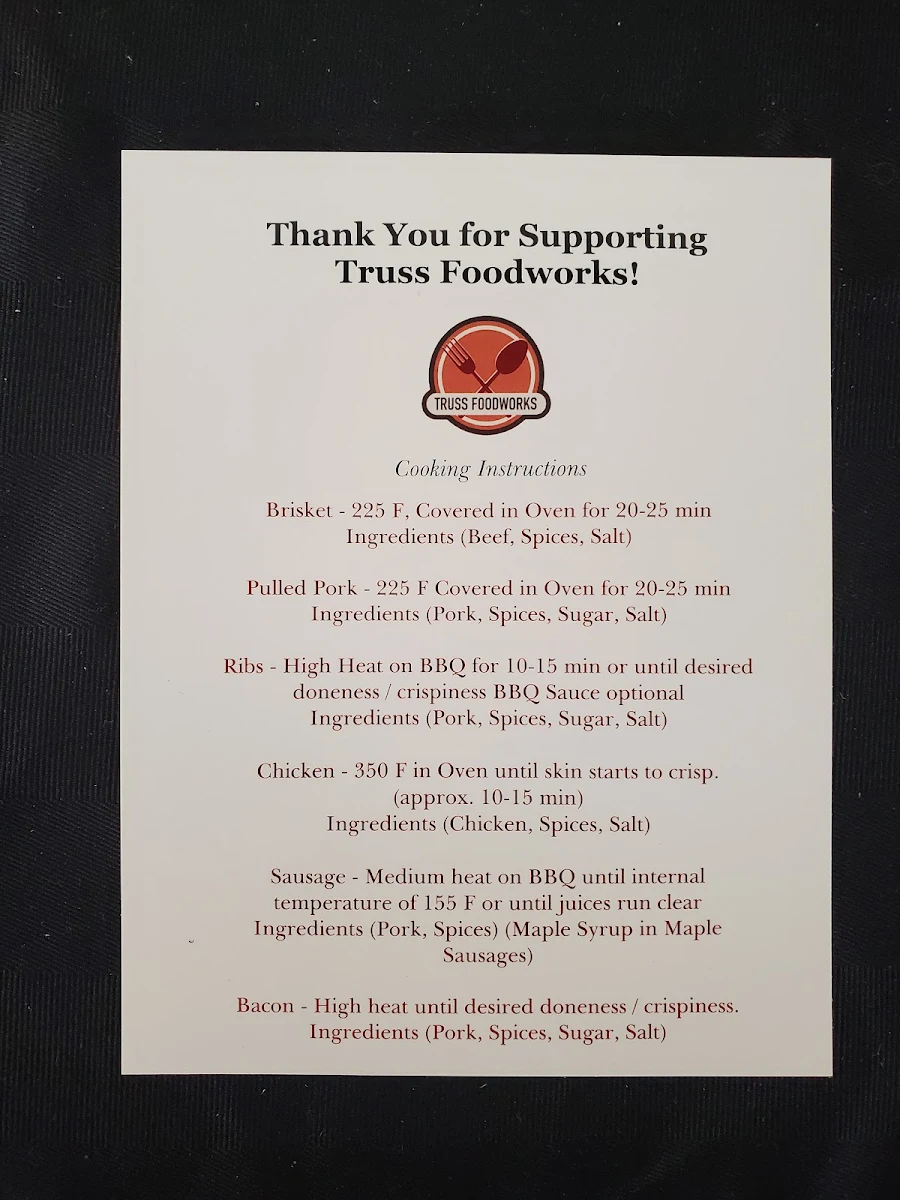 Menu, Boshkung Smokehouse