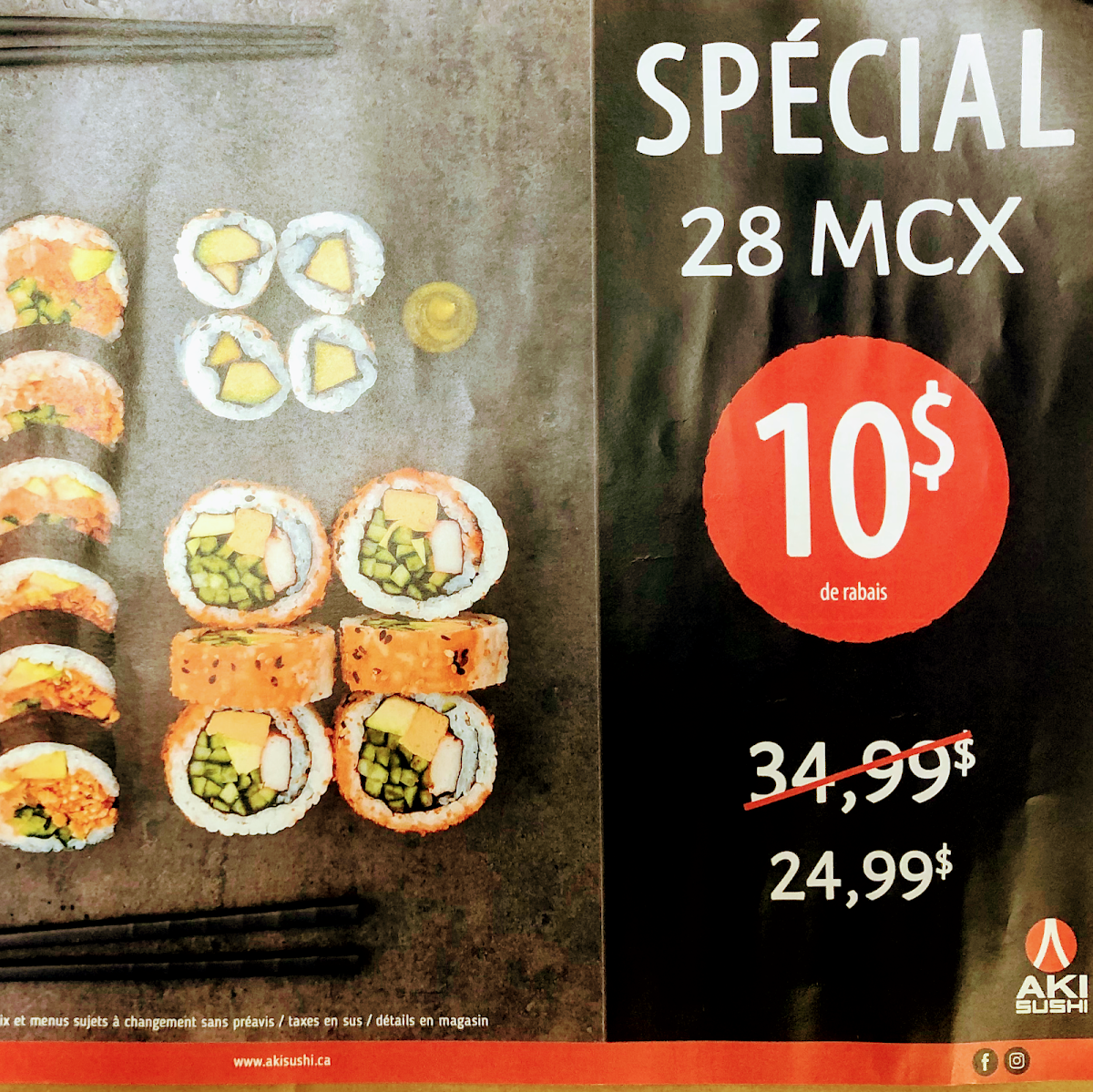 Menu, Aki Sushi